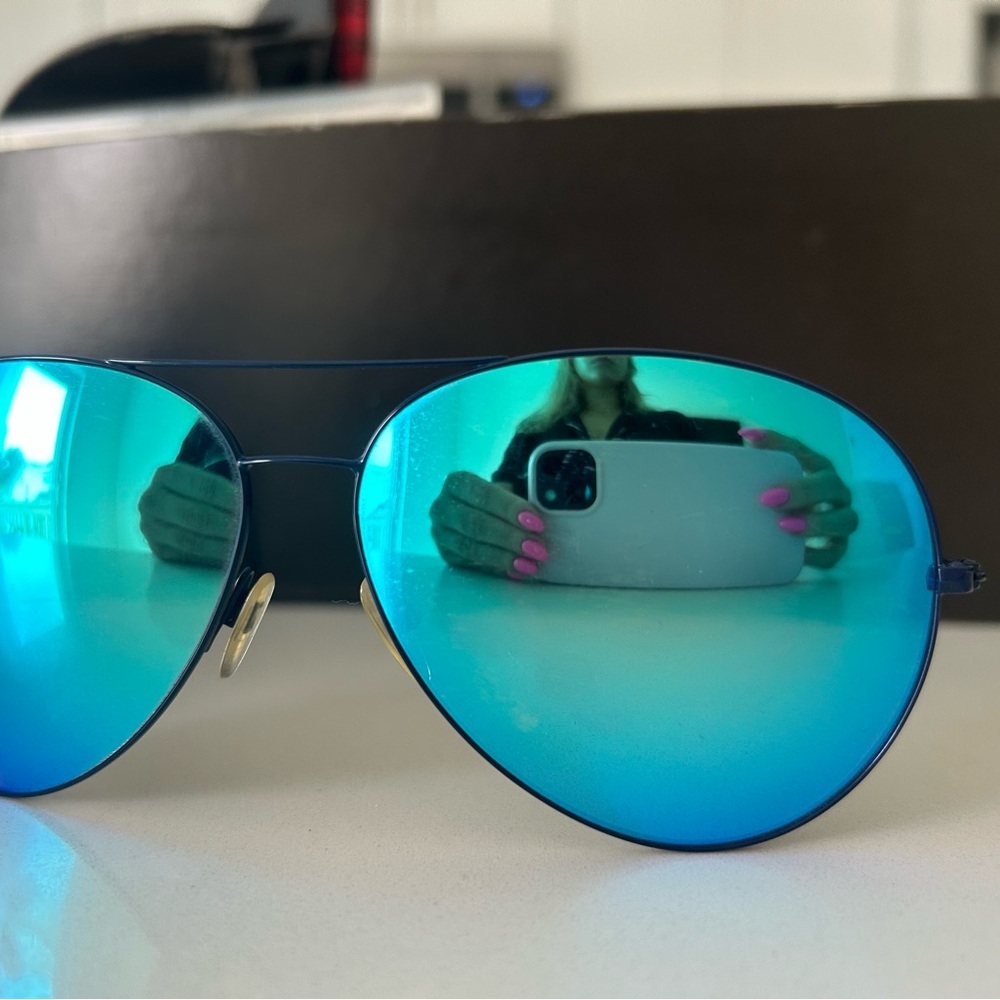 Victoria Beckham Teal Aviator Sunglasses